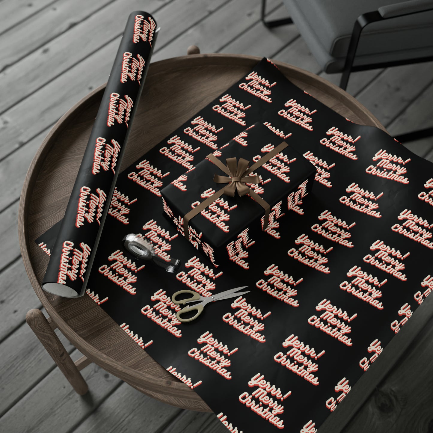 Yerrr Merry Christmas Black Wrapping Paper