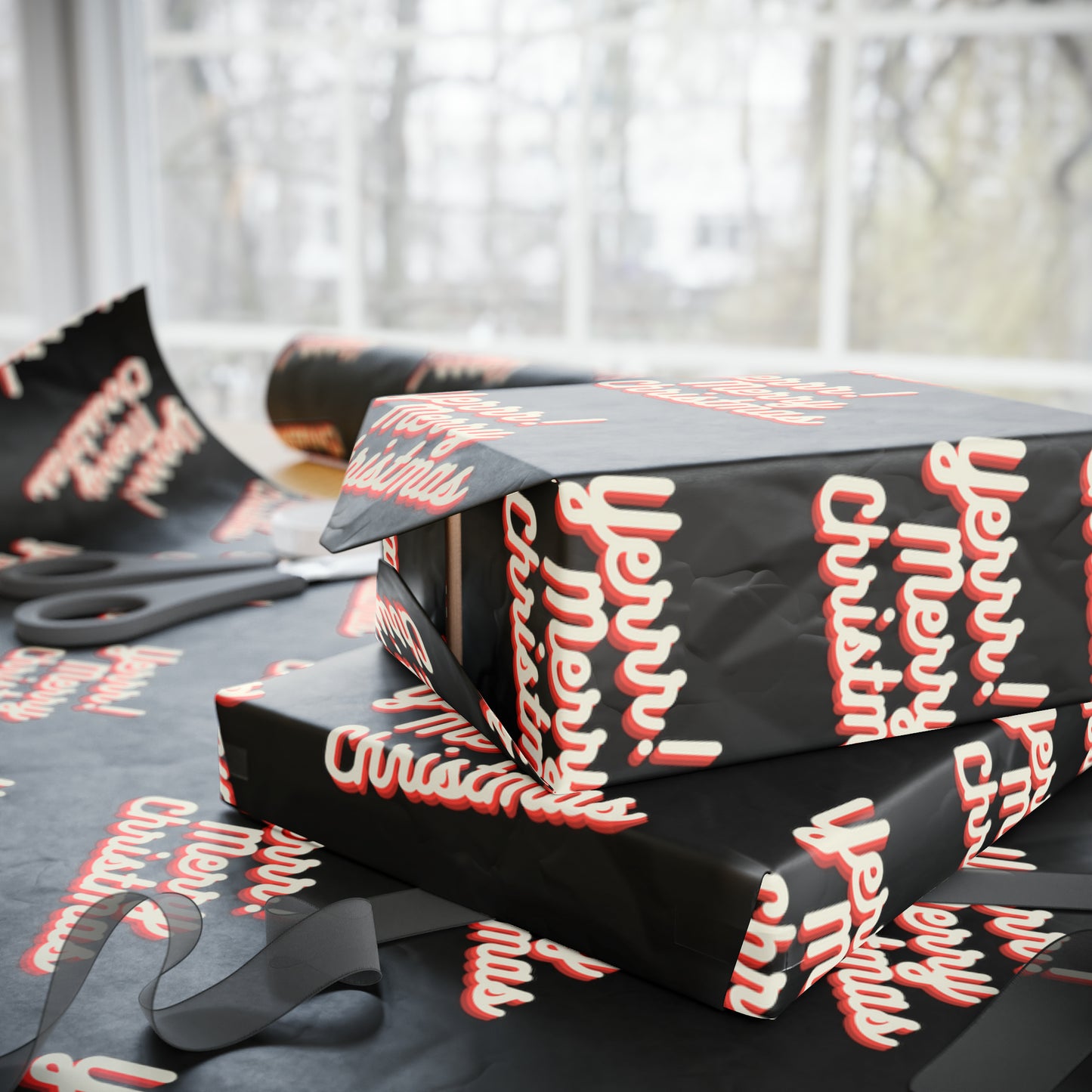Yerrr Merry Christmas Black Wrapping Paper