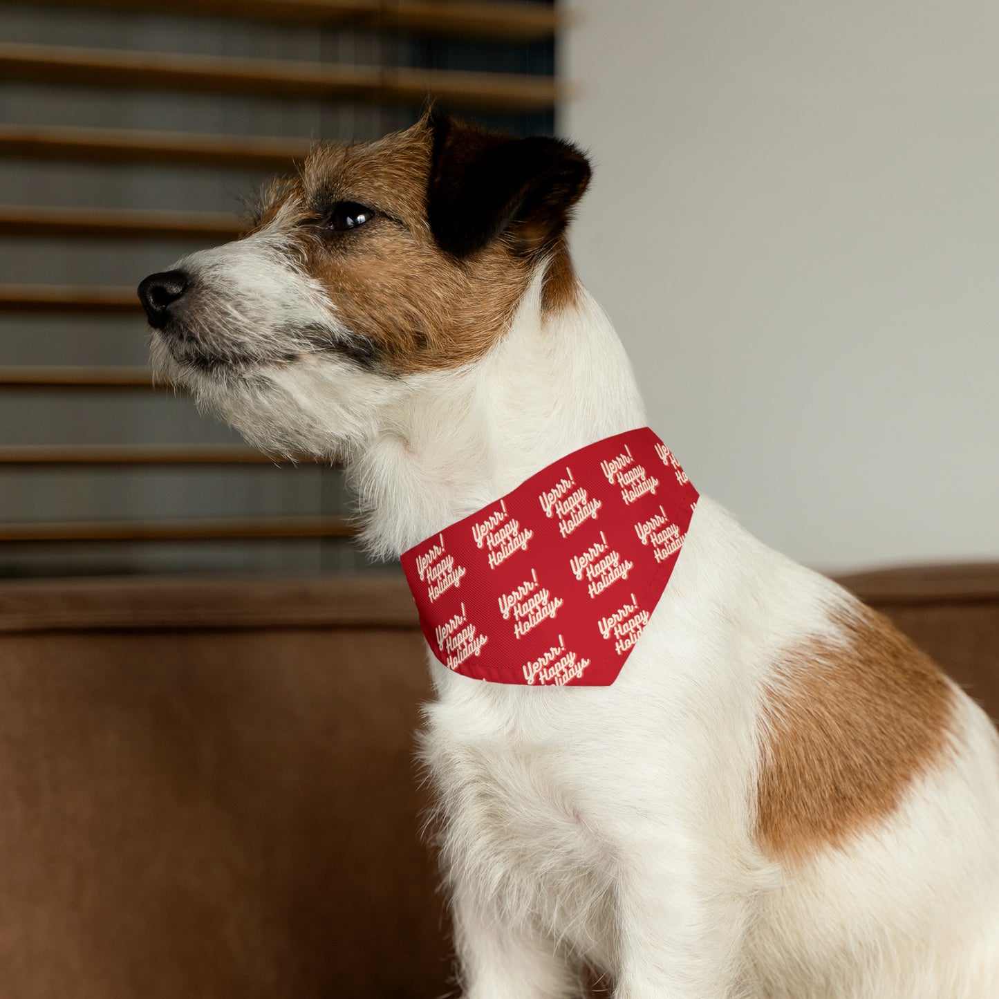 Yerrrr Happy Holidays Red Pet Bandana Collar