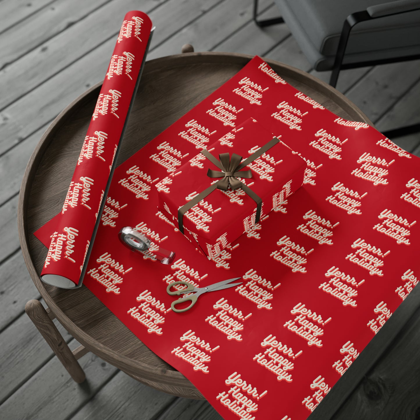 Yerrrr Happy Holidays Red Wrapping Paper