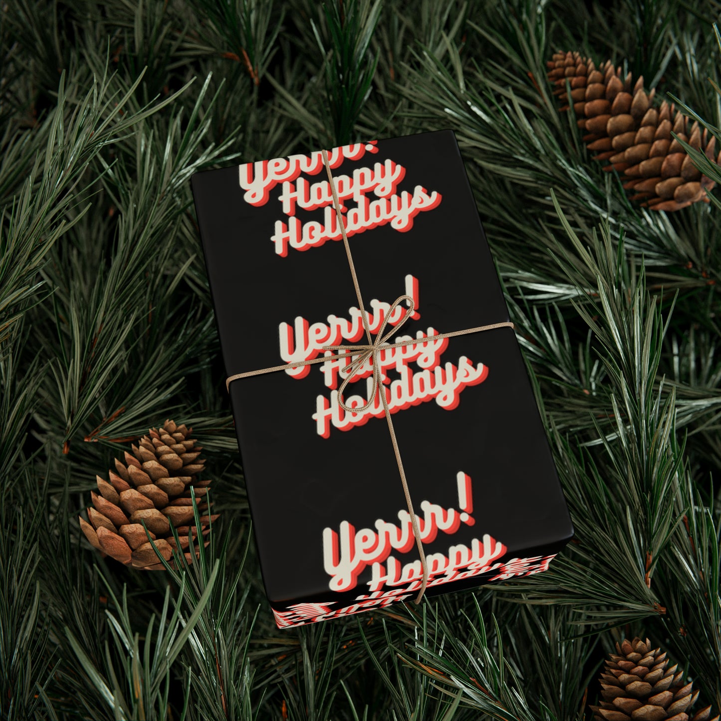 Yerrrr Happy Holidays Black Wrapping Paper