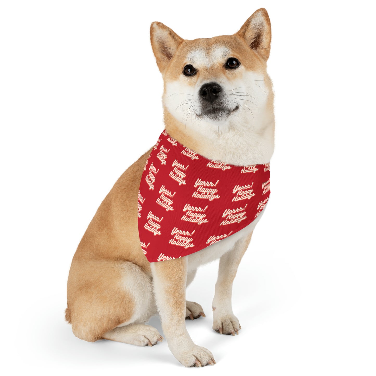 Yerrrr Happy Holidays Red Pet Bandana Collar