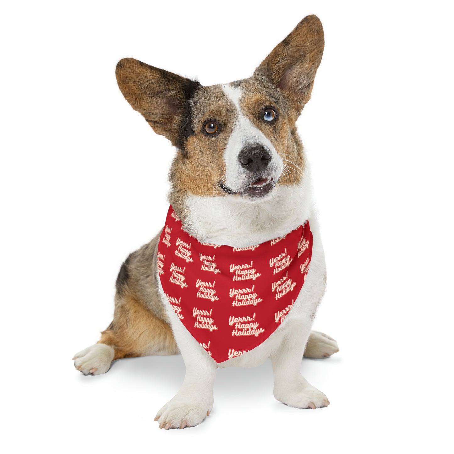 Yerrrr Happy Holidays Red Pet Bandana Collar