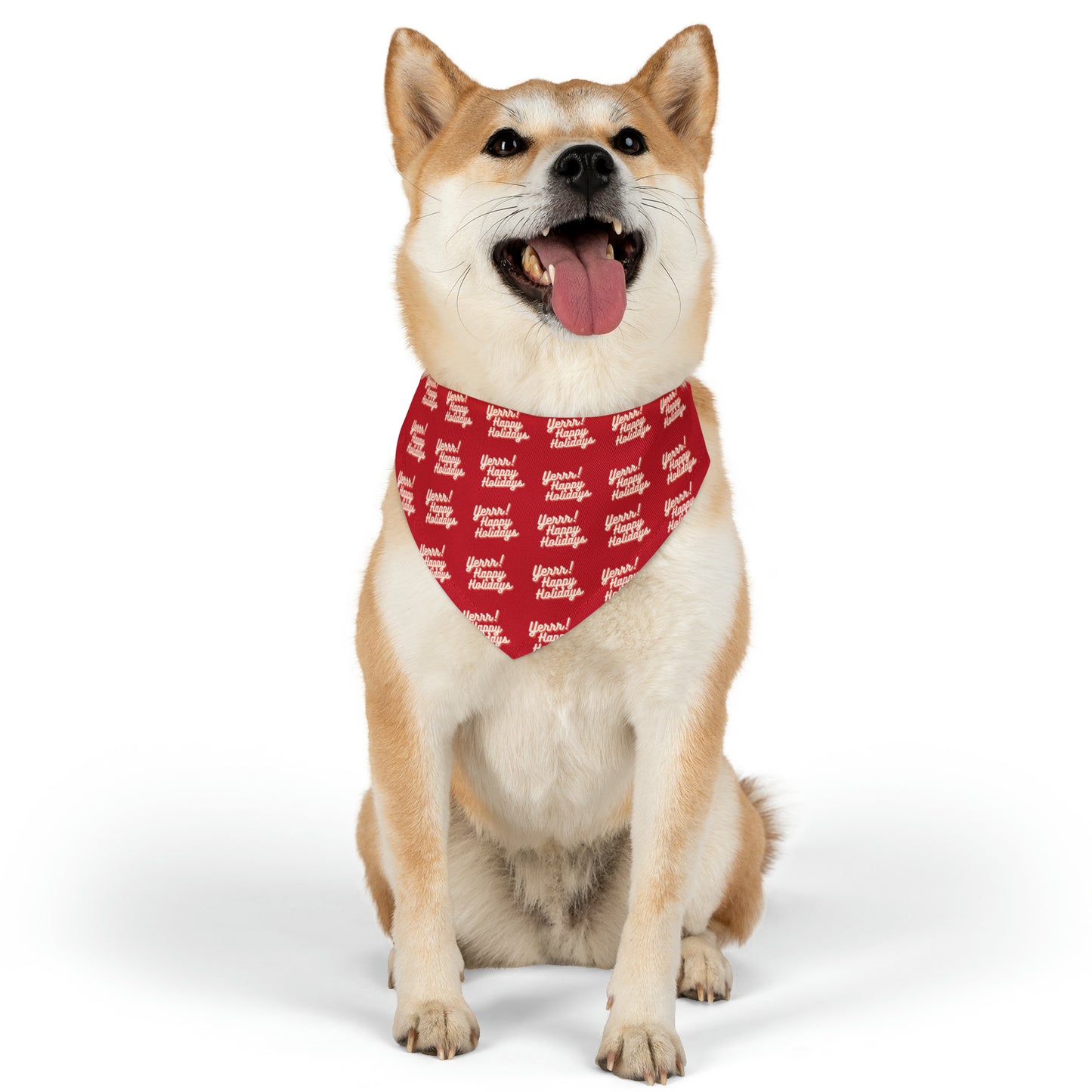 Yerrrr Happy Holidays Red Pet Bandana Collar