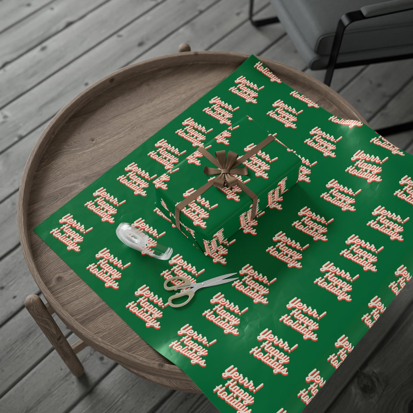 Yerrr Happy Holidays Green Wrapping Paper