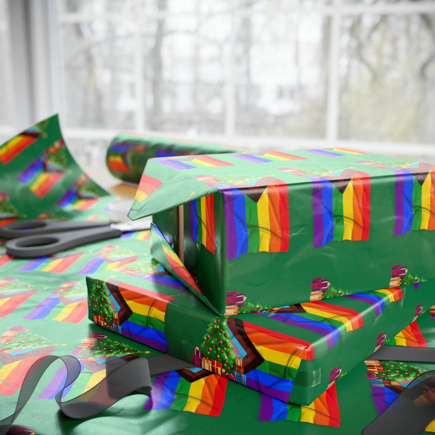 Pride Flag Green Wrapping Paper