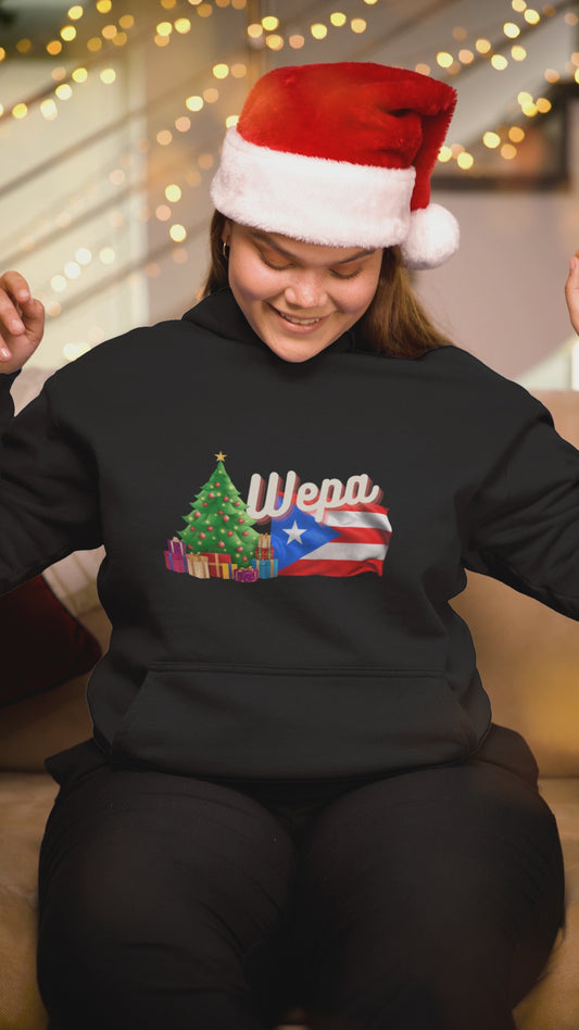 WEPA Puerto Rican Flag with Christmas Tree Unisex Heavy Blend™ Hooded Sweatshirt